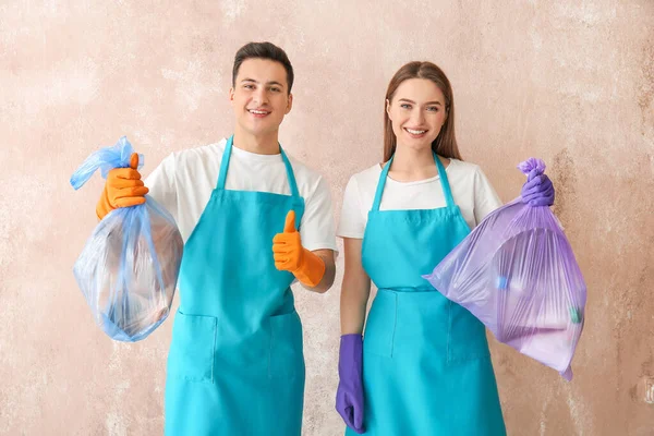 Janitors Garbage Color Background — Stock Photo, Image