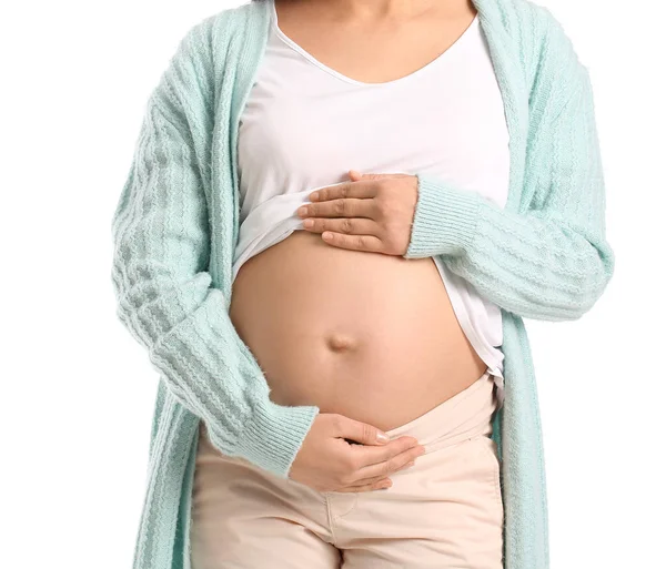 Young Pregnant Woman White Background — Stock Photo, Image