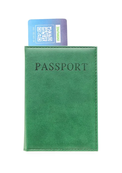 Pasaporte Tarjeta Inmune Sobre Fondo Blanco — Foto de Stock