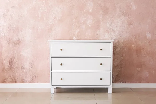 Stylish Chest Drawers Color Wall — Stock Photo, Image