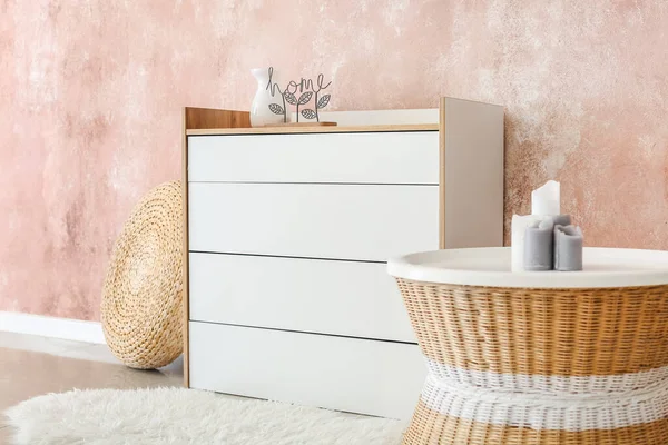 Chest Drawers Table Stylish Room — Stock Photo, Image