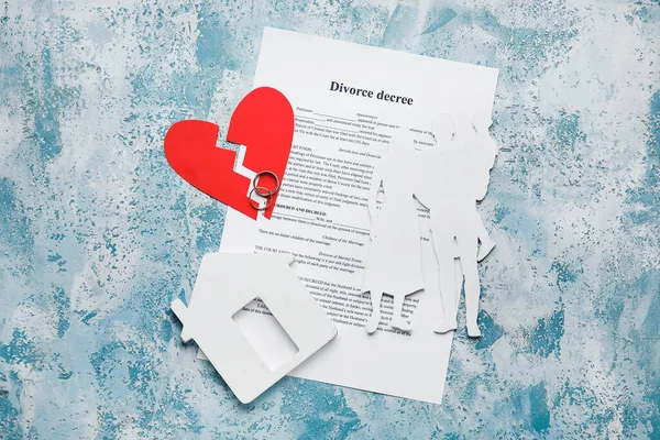 伤心家庭的数字和基于肤色背景的离婚法令 — 图库照片