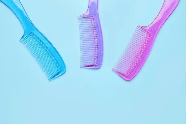 Plastic Hair Combs Color Background — Stock Photo, Image