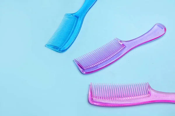 Plastic Hair Combs Color Background — Stock Photo, Image