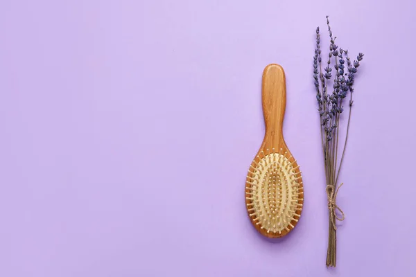 Wooden Hair Brush Color Background — Stock Photo, Image