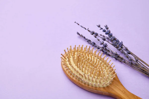 Wooden Hair Brush Color Background — Stock Photo, Image