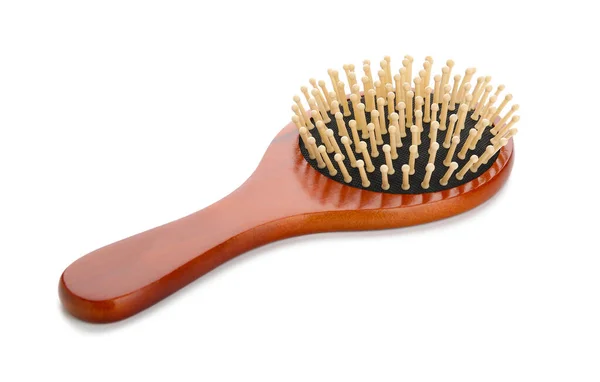 Wooden Hair Brush White Background — Stock Photo, Image