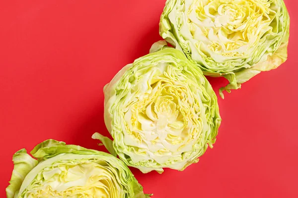 Fresh Cut Cabbages Color Background — Stock Photo, Image