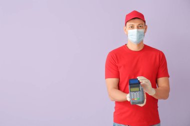 Ödeme terminali renk arkaplanı olan kurye