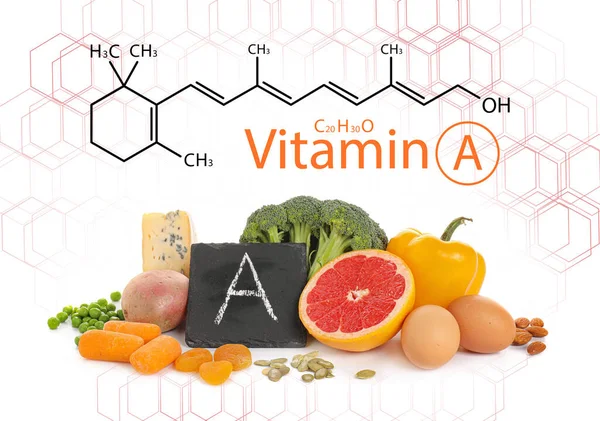 Gezonde Producten Rijk Aan Vitamine Witte Achtergrond — Stockfoto