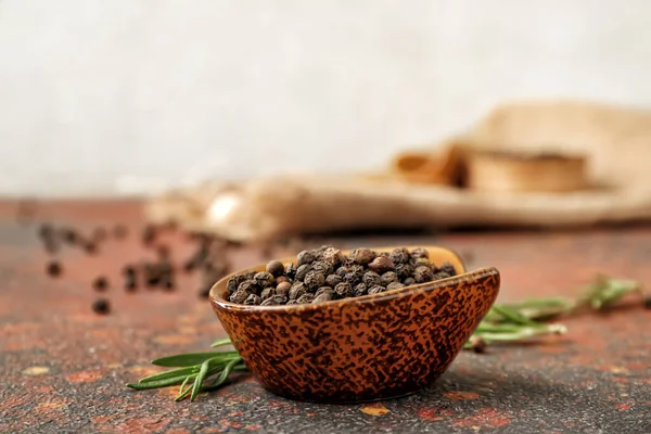 Bowl Peppercorns Grunge Background — Stock Photo, Image