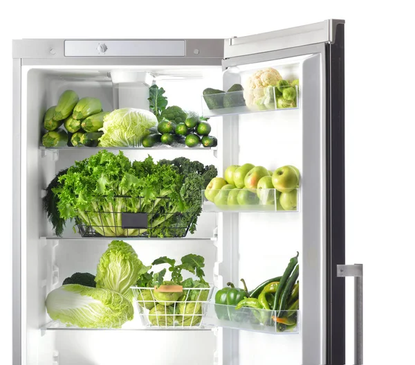Свежие Овощи Холодильник Белом Фоне — стоковое фото
