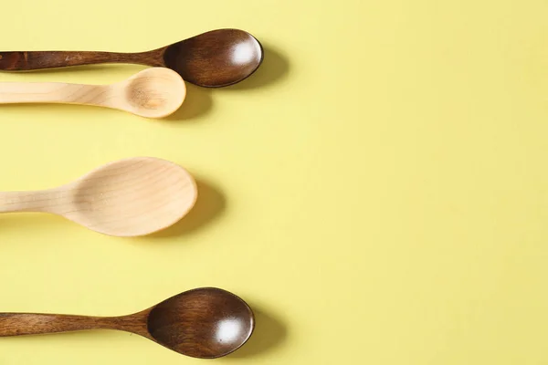 Wooden Spoons Color Background — Stock Photo, Image