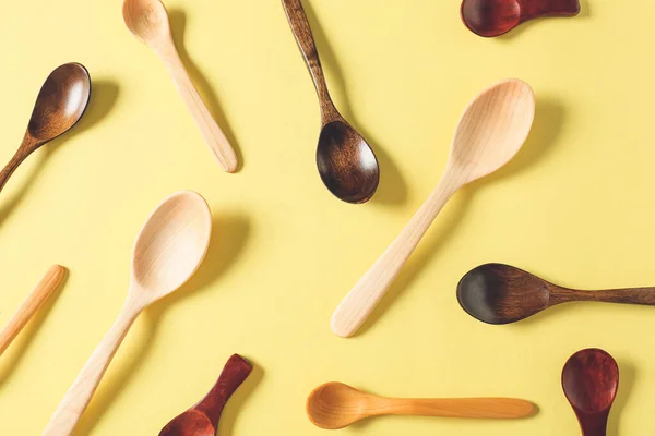 Wooden Spoons Color Background — Stock Photo, Image
