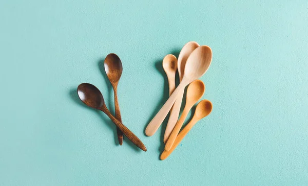 Wooden Spoons Color Background — Stock Photo, Image