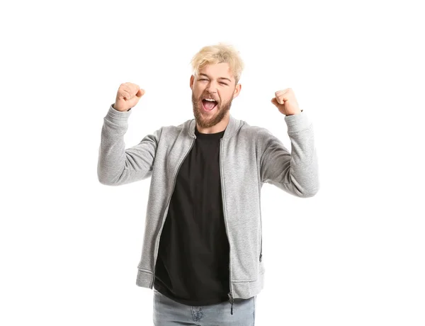 Happy Young Man White Background — Stock Photo, Image