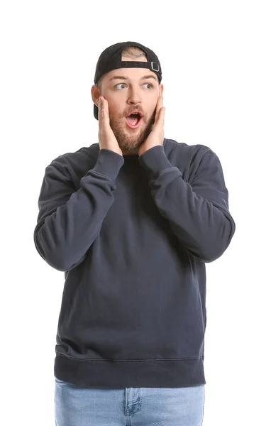 Shocked Handsome Man White Background — Stock Photo, Image