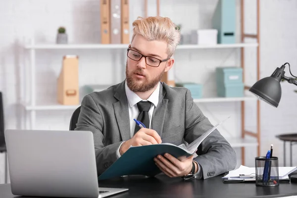 Handsome Young Man Working Office — Stock Photo, Image