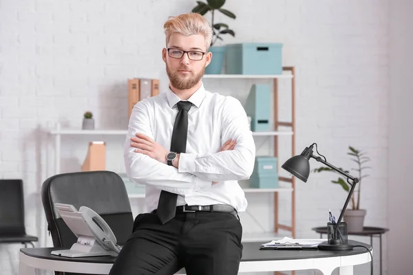 Portrait Handsome Young Man Office — Stock Photo, Image