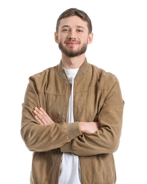 Portrait Handsome Man White Background — Stock Photo, Image