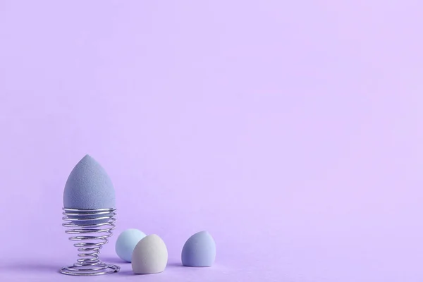 Egg Holder Makeup Sponge Color Background — Stock Photo, Image