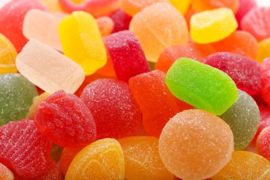 Arka plan olarak farklı jöle şekerlemeleri, yakın plan
