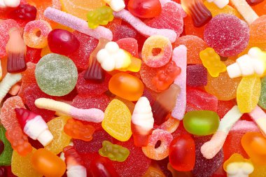 Arka plan olarak farklı jöle şekerlemeleri, yakın plan