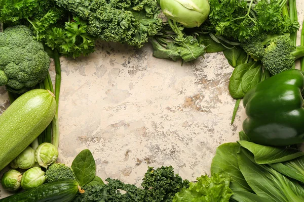 Frame Made Fresh Vegetables Grunge Background — Stock Photo, Image