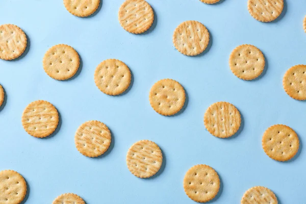 Tasty Crackers Color Background — Stock Photo, Image