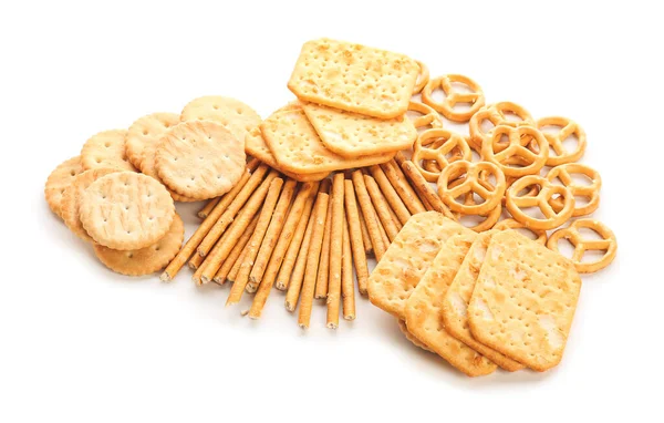 Sabrosas Galletas Diferentes Sobre Fondo Blanco — Foto de Stock