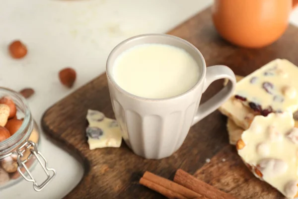 Cup Hot White Chocolate Table — Stock Photo, Image