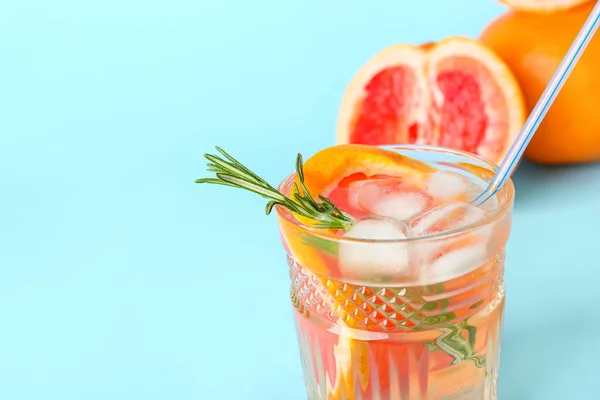 Copo Limonada Toranja Saborosa Fundo Cores — Fotografia de Stock