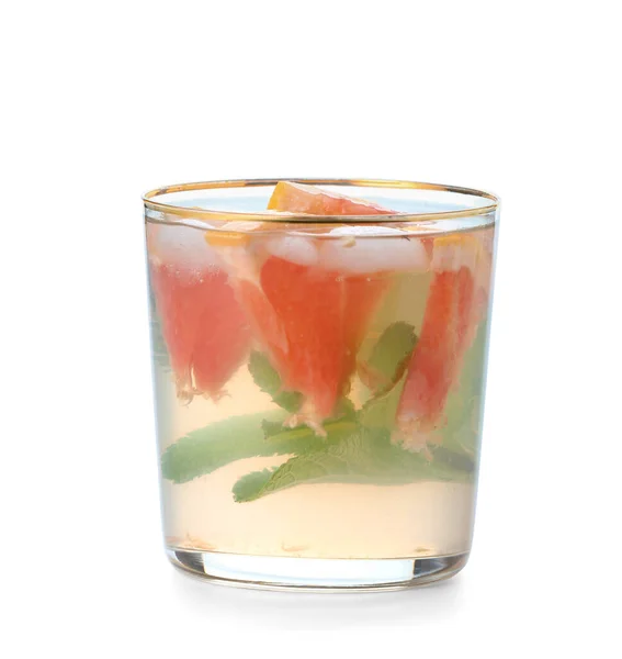 Glas Leckere Grapefruit Limonade Auf Weißem Hintergrund — Stockfoto