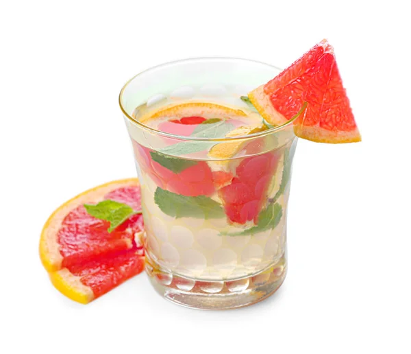 Склянка Смачного Лимонаду Грейпфрута Білому Тлі — стокове фото