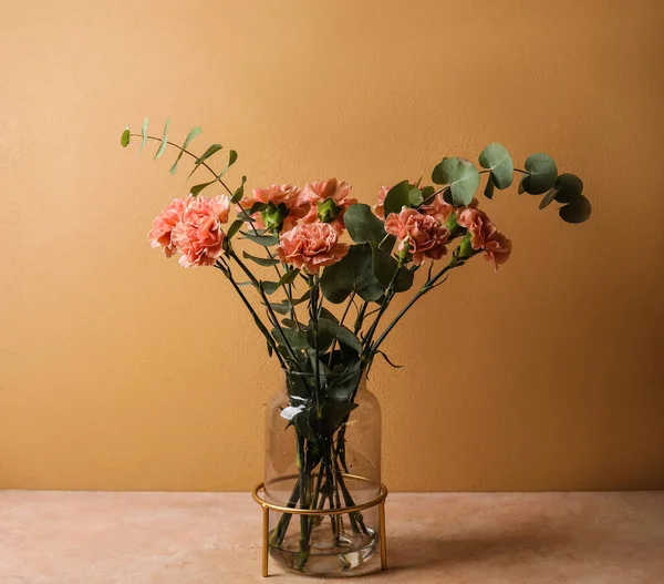 Renkli Arka Planda Güzel Karanfil Çiçekleri — Stok fotoğraf