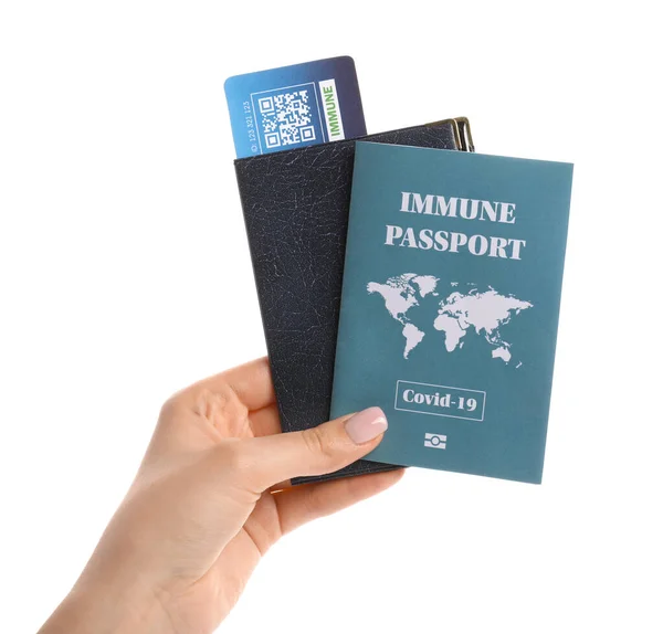Bağışıklık Pasaport Beyaz Arkaplan Belgeleri Ile — Stok fotoğraf