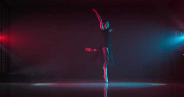 Bella Giovane Ballerina Che Balla Sul Palco — Video Stock