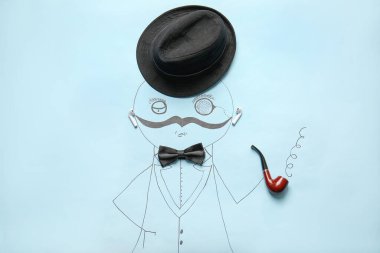 Renkli arka planda çizilmiş beyefendi