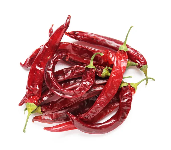 Dry Chili Peppers White Background — Stock Photo, Image