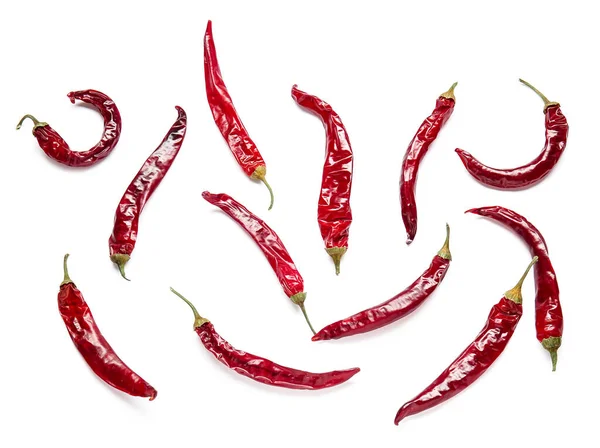 Száraz Chili Paprika Fehér Alapon — Stock Fotó