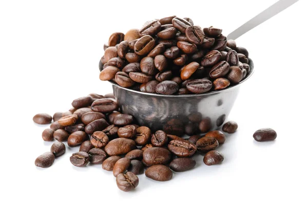 Pot Coffee Beans White Background — Stock Photo, Image