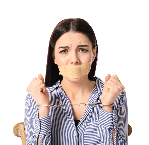 Female Hostage White Background — Stock Photo, Image