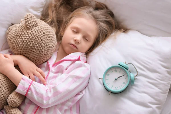 Cute Little Girl Sleeping Bed — Stock Photo, Image