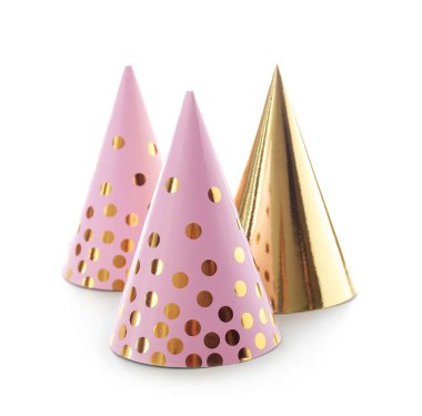 Beyaz arka planda parti şapkaları