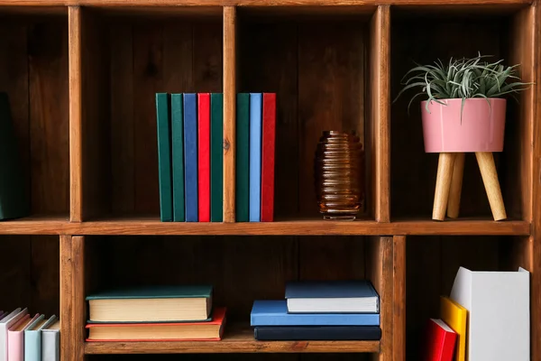 Shelf Unit Books Decor Closeup — Stock Photo, Image