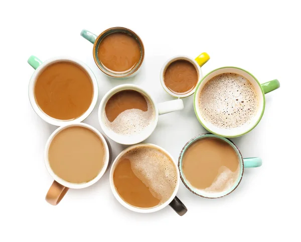 Cups Tasty Coffee White Background — Stock Photo, Image