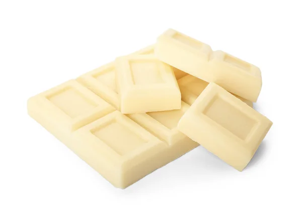 Schokoladenstücke Auf Weißem Hintergrund — Stockfoto