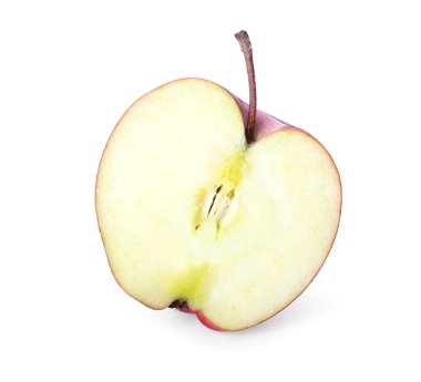 Beyaz arkaplanda taze kırmızı elma parçası