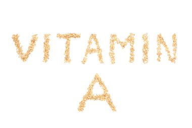 Metin VITAMIN Beyaz arkaplandaki yulaflardan yapılmış