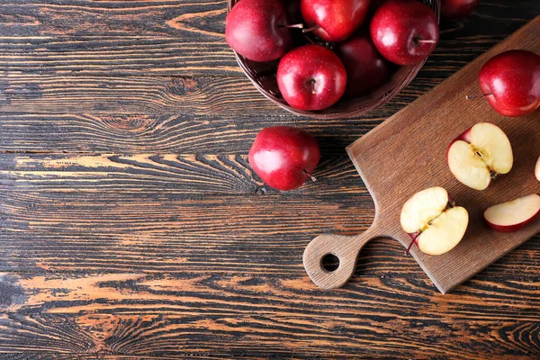 Fresh Red Apples Wooden Background — Stock Photo, Image